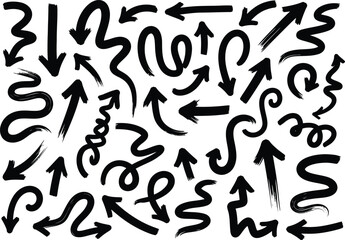 Fototapeta premium Sketched arrow design elements in monochrome