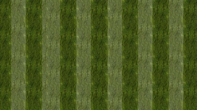 green grass background, striped green grass turf background and pixelated transition motion graphic