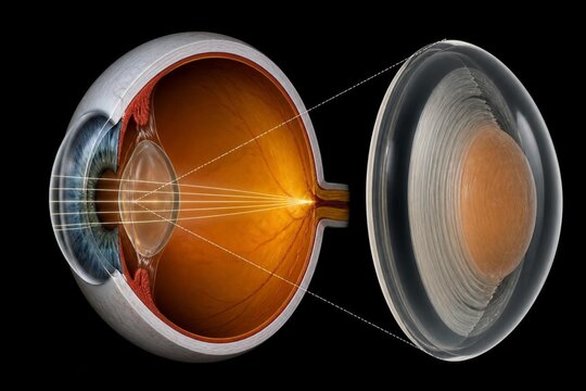 Eye Optical Refraction and Crystalline Lens Microstructure for Cataract Surgery