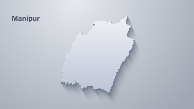 Manipur India state map silhouette with location label and soft shadow