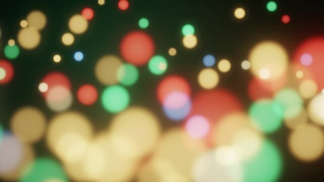 Colorful Bokeh Lights Floating and Blinking on Dark Background