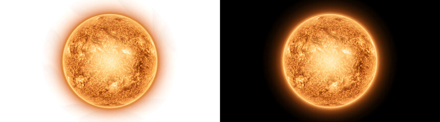 Rugged sun sphere with rocky cratered texture and intense glowing amber center perfect for astronomy design projects available in PNG, Transparent and Black Background Versions © Tanay