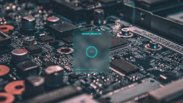 Advanced Circuit Board with Holographic 'Infinity Engine V1.9' Loading