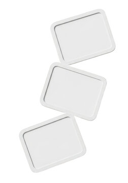 Three modern abstract gray rectangular icons stacked diagonally
