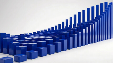 Fototapeta premium 3D Blue Bar Chart Showing Business Growth and Success Statistics for Finance