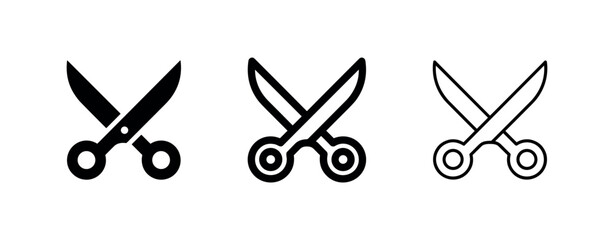 Scissors Icon Set - Solid, Bold, and Thin Line Outlines © liubomir118809