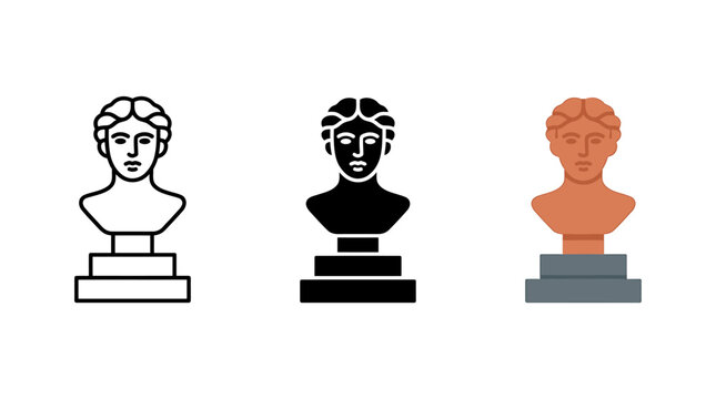 Bust sculpture icon set representing classical art statues