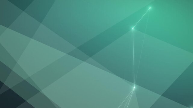 Abstract Green Geometric Polygonal Background with Connected Plexus Lines and Glowing Nodes