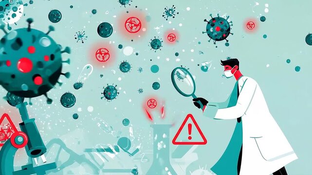 Doctor analyzing harmful germs and pathogens for disease diagnosis and medical research.