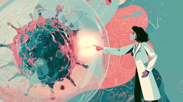 Doctor analyzing harmful germs and pathogens for disease diagnosis and medical research.