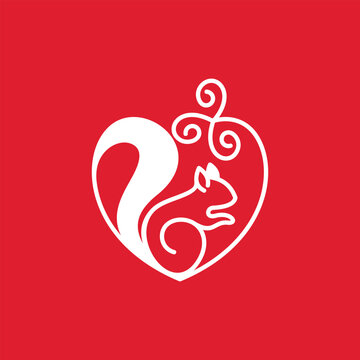 Love Squirrel Simple &ndash; Cute Minimalist Love Logo Illustration Creative Design Template 