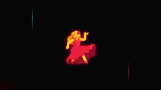 3D Cartoon Dancer Woman in Red Dress, Elegant Dancing Pose, Vibrant Female Character Illustration, Entertainment, Music and Performing Arts Concept on Dark Background