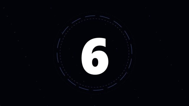 Digital countdown timer animation with numbers