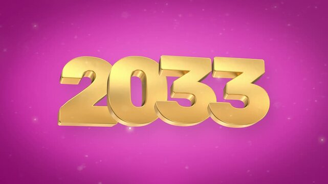 Gold 3d render of the year 2033 with dramatic light and bokeh background