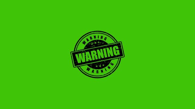 Warning Rubber Stamp Animation with Green Screen Background for Easy Chroma Key Video Editing Projects