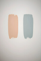 Obraz premium Interior design color palette, peach and sage green paint swatches for home renovation and wall decor inspiration on a clean white background