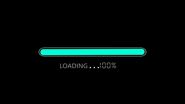 Loading Progress Bar Animation with Percentage on Black Background
