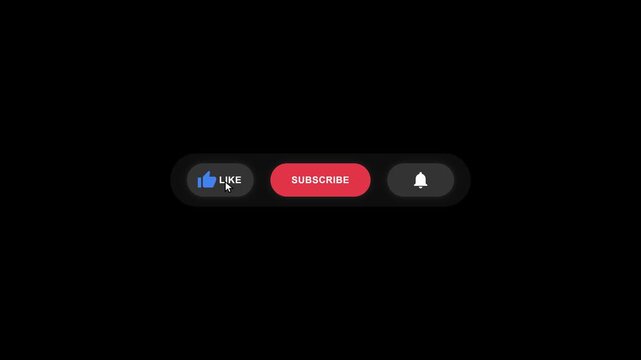 Animated YouTube subscribe button with like and bell click
