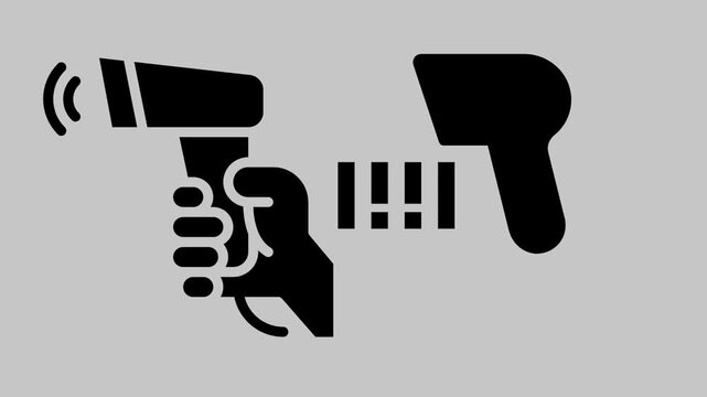  Simple Black and White icon of barcode Scanner. Perfect for scanning, shopping, business and AI projects .