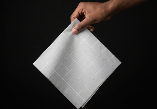 Hand Holding Paper Napkin Mockup