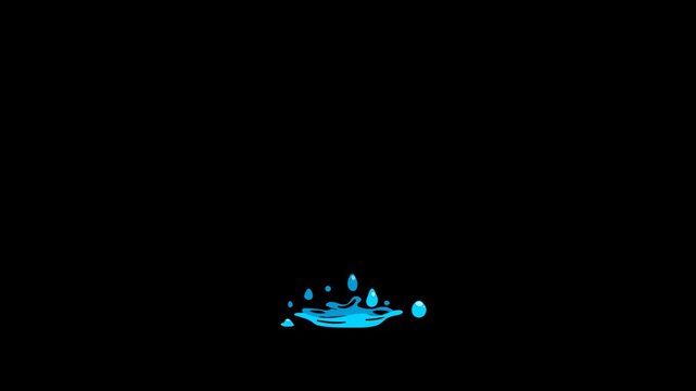 2D Blue Water Drops Splashing Animation rain looping drop water