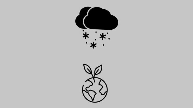  Simple line icon of cloud and earth. Perfect for background icon and nature concept.