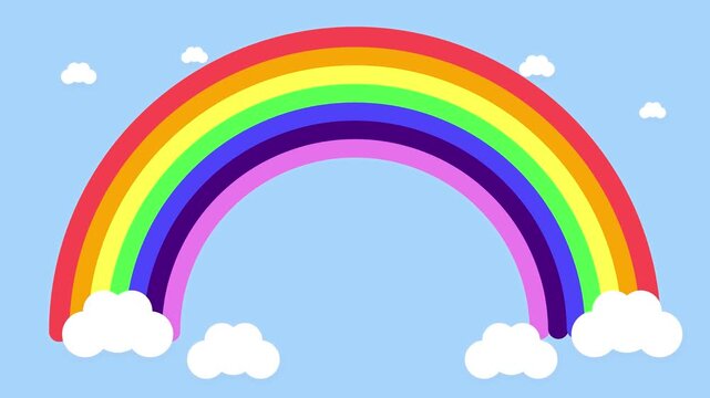 Animated rainbow drawing and erasing in blue sky stock footage