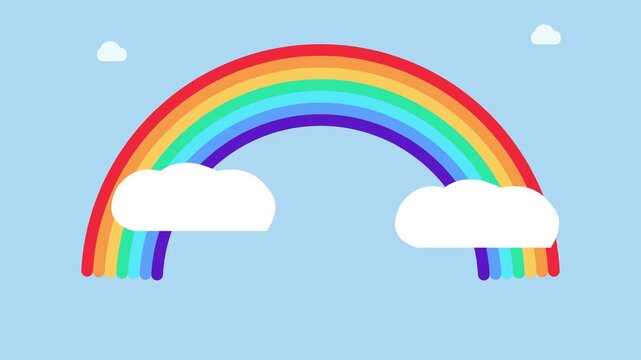 Animated rainbow growing and shrinking in sky stock footage