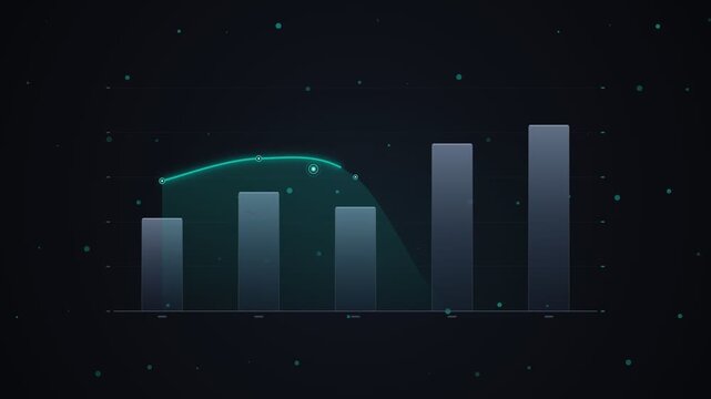 Futuristic dual axis bar chart displaying digital data traffic analytics