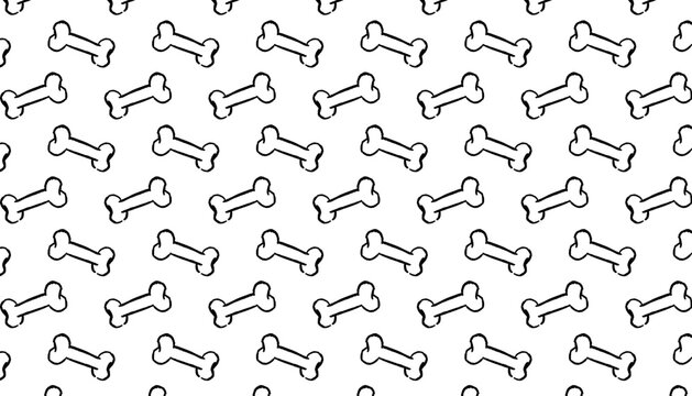 Black bones for dogs vector simple pattern on white background. Pattern for veterinary brand, doodle vector illustration in cartoon style with texture