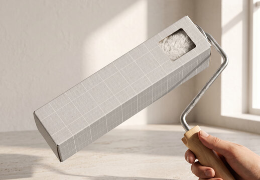 Paint Roller Design Packaging Branding Mockup