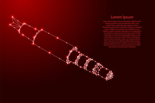 electrical plug from futuristic polygonal red lines and glowing stars for banner, poster, greeting card