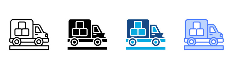 Fototapeta premium Van Icon Multiple Style Vector Illustration