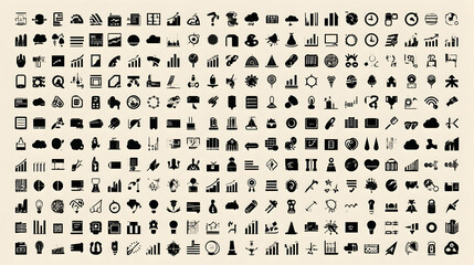 Fototapeta premium Huge set of 200 solid icons. Mega collection concept of science, laboratory, physics, research and biology. Vector illustration. Stock Vector
