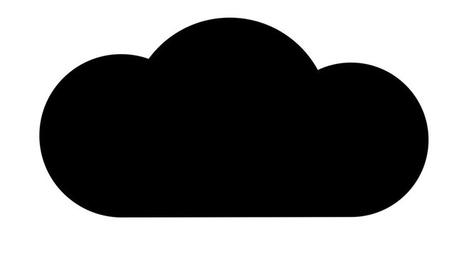 Minimalist black cloud silhouette icon on a white background. Simple graphic element suitable for weather forecast, cloud storage, computing concepts, ui interface, and minimal modern design