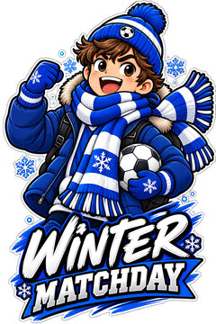 Winter Matchday Soccer Fan Sticker, winter soccer, soccer fan, football fan, matchday, game day, winter matchday, soccer sticker, football sticker, sports sticker, soccer illustration, football illust