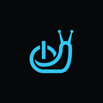 Snail Power Button &ndash; Simple Minimalist Logo Illustration Creative Design Template 