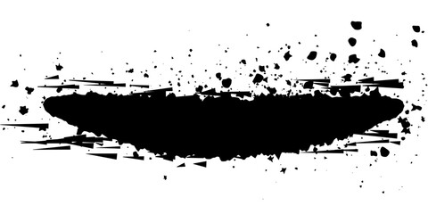Obraz premium A black ink splatter effect creates a dynamic and abstract graphic element, ideal for adding a touch of grunge or artistic flair to designs.