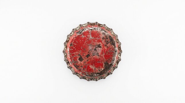 Rusty red vintage bottle cap isolated on white background