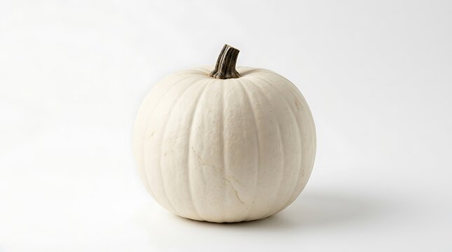 A single isolated white pumpkin on a plain white background.