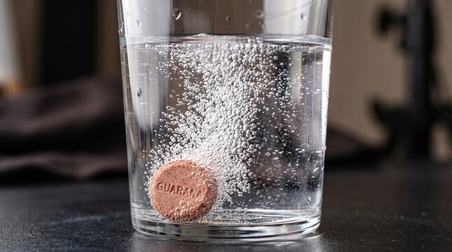 Effervescent Guarana Tablet Dissolving in Water Brazilian Amazon Natural Energy Source Brazilian Amazon guarana production chain