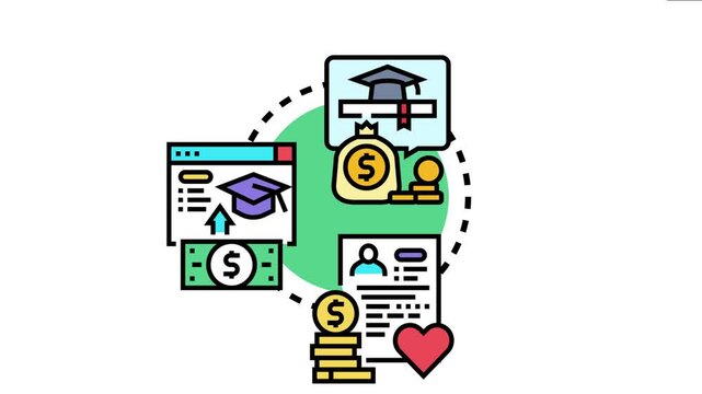 Learning fees concept financial investment in education, including money, diploma, and student profile for budget planning and scholastic expenses