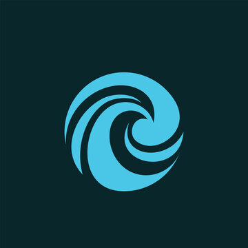 Wave Circle Simple &ndash; Minimalist Ocean Wave Logo Illustration Creative Design Template 