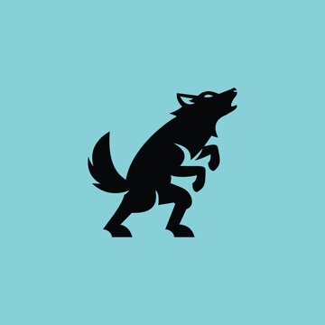 Standing Wolf Simple &ndash; Minimalist Wolf Silhouette Logo Illustration Creative Design Template 