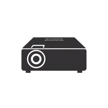 Desktop video projector icon vector illustration for office presentation, home cinema screen, educational lecture, and digital media technology isolated on white background.