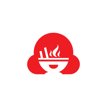 Silhouette Face Bowl Food &ndash; Simple Minimalist Logo Illustration Creative Design Template 