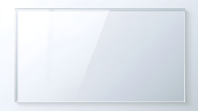 white background glossy glass plate with screen reflection. Shiny acrylic panel vector illustration.