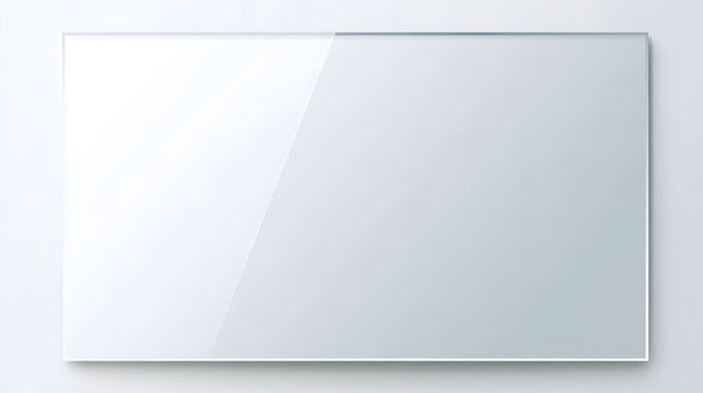 white background glossy glass plate with screen reflection. Shiny acrylic panel vector illustration.
