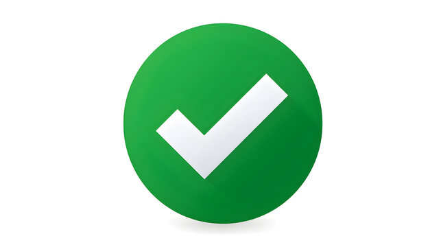 White right tick check mark icon vector on green circle over white background. flat style. tick icon for web site design, logo, app. Green circle with a white checkmark symbol. vector illustration