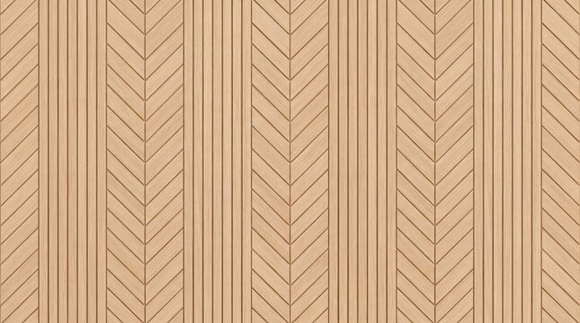 Beige wooden wall paneling with a modern vertical stripe and chevron parquet pattern background